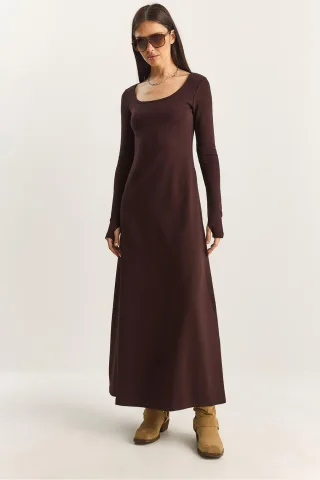 Maxi A-Linien Gestricktes Kleid