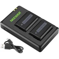 Neewer NP-FW50 2-Pack 1100mAh Camera Battery Charger Set, Micro USB Port Batterie-Ladegerät (Packung, Compatible with Sony ZV-E10, A7/A7R/A7 II/A6300/A3000, u.v.m)