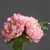 Kunstblume Pfingstrosenbouquet 26cm DP künstliche Pfingstrose Päonie Blume Strauß Pfingstrose, Seidenblumen Roß, Höhe 26 cm, Rosa-Pink
