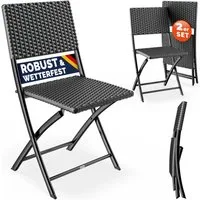 Casaria Klappstuhl, Polyrattan 2er Set 120kg Belastbarkeit Platzsparend Klappbar Leicht
