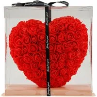 AMORE MIO Dekoobjekt Rosenherz 25 cm Geschenkbox Valentinstag Dekofigur Rot (Geschenkset Rosenherz Dekoration mit Geschenkbox und Band, Rosenherz 25 cm in Geschenkbox mit Band dekoratives Set Rot), Rosenoptik Herzform dekorativ Geschenkfertig intensi