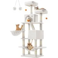 FEANDREA Kratzbaum, Katzenbaum, 168/206 cm(H), mehrstöckig für große Katzen, Kippschutz