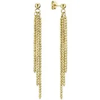 Schmuck Krone Paar Ohrhänger Ohrhänger 60mm Kügelchen 3-reihig 585 Gelbgold, Gold 585