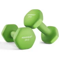 SONGMICS Kurzhantel Hanteln, 5 Gewichtsklasse, (2er Set Neopren-Beschichtung, Hantelset, Kurzhanteln, Hexagon), 2 x 2 kg, Krafttraining, Workout, Fitnesstraining, für Zuhause