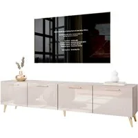 Lookway TV-Schrank AURA 200 cm – Kaschmir Hochglanz, Metallfüße (2x TV-Schrank) 200x40x49 cm