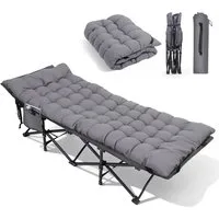 Sekey Feldbett Campingbett klappbar Campingliege Angelliege Klappbett bis 200 kg 190 x 71 x 35 cm Klappbett mit dicker Matratze, für Strand Outdoor