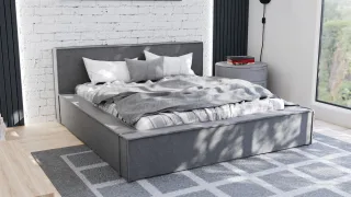 Polsterbett Doppelbett ALDANA 180x200cm Komplettset in Stoff Freya Grafit