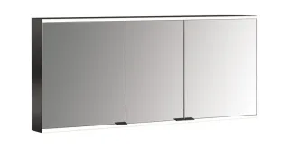 emco LED-Lichtspiegelschrank prime 2 Facelift schwarz, Aufputz, 1400 mm, 3-türig, IP 20 Rückwand ver 949713549