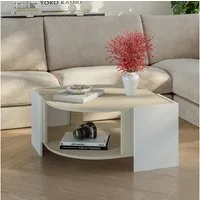 en.casa Couchtisch, »Klipsari« 75 x 75 x 40 cm mit Stauraum Weiß/Sandfarben