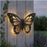 abc HOME Gartenfigur Wanddeko Schmetterling, LEDs, Solarpanel, Lichtsensor
