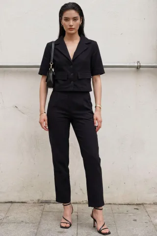 Shirt mit Taschen-Detail & Hose Zweiteiliges Set