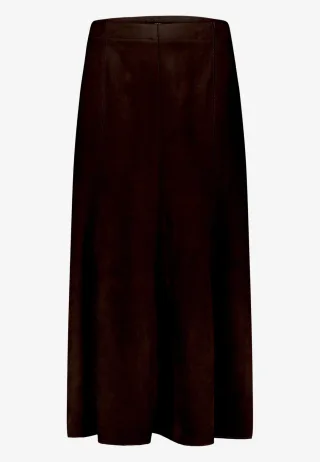 zero - Maxirock aus Veloursleder chocolate plum - Gr. - 44