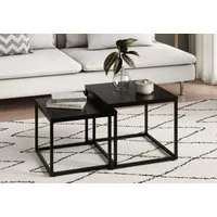 Home Collective Couchtisch 2er Set Beistelltisch Wohnzimmertisch modern rund und quadratisch (ideal als Büro Ablagetisch oder als Wohnzimmer Deko, Kleiner quadratischer Tisch Set 2 in 1), hochwertiges Design mit Metallgestell, stabile Tischplatte, sc