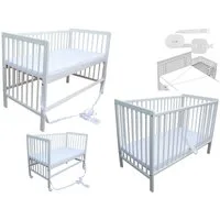 Micoland Beistellbett Kinderbett Beistellbett Babybett 120x60cm + Matratze, Gurt und Räder