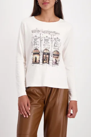 monari - Langarmshirt mit City-Druck almond - Gr. - 40