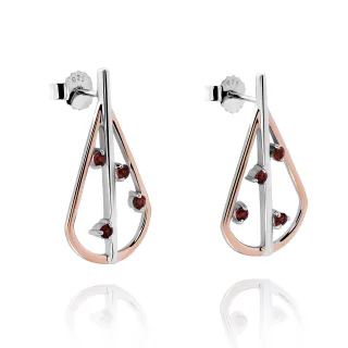 Orphelia 'Sacha' Damen 925 Sterlingsilber Tropfohrringe - Silber/Rose ZO-7496