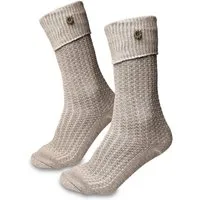Steigenhöfer Manufaktur Trachtensocken für Herren und Damen – Socken mit Zopfmuster und Edelweißanstecker Oktoberfest Strümpfe aus Baumwolle für Männer & Frauen