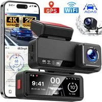 OYLCDI Dashcam Auto,2-Kanal 4K+1080P Autokamera,Mit GPS 3.16 Zoll-Bildschirm Dashcam (ADAS, (WLAN (Wi-Fi), Zeitrafermodus, App-Steuerung Autokamera,140°Ultraweitwinkel, Super Nachtsicht, Autokamera,G-Sensor, Loop-Aufnahme,WDR)