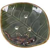 Guru-Shop Seifenablage Exotische Keramik Seifenschale - Lotusblatt mit.., Breite: 10 cm