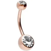PIERCINGLINE Bauchnabelpiercing Titan Bananabell mit Innengewinde ZWEI KRISTALLE (Bananabells, 1-tlg)