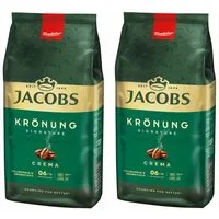 JACOBS Kaffee Kaffeebohnen Krönung Crema 2 x 1 kg ganze Kaffee Bohnen geröstet, 2000 g, (Packung, 2er Pack)