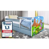 Raumhirsch Furniture Kinderbett 70x140, 80x160, 80x180 cm - Komplettset mit Matratze & Schublade (Bett für Mädchen, Einzelbett für Kinder von 2-12 Jahren, Rausfallschutz und Lattenrost), verschiedene Farben & Designs