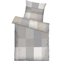 TOM TAILOR Bettwäsche Satin-Wende-Bettwäsche KARO, Grau, 135 x 200 cm, Baumwolle, 2 teilig, mit Reißverschluss