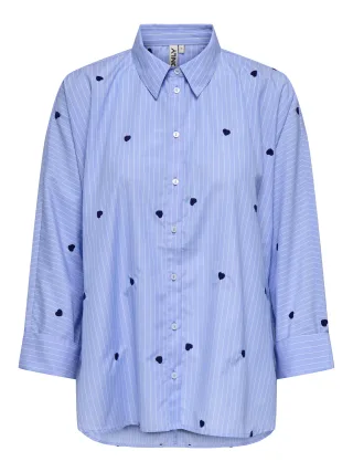 ONLY - ONLNEW LINA GRACE STR EMB SHIRT NOOS WVN Moonlight Blue - Gr. - S