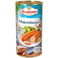 Zimmermann Wurstkonserve, Zimmermann Regensburger Würstchen 4 Stück ATG 250g Dose 550g