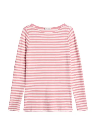 Marc OPolo Casual - Gestreiftes Longsleeve regular Medium Pink - Gr. - XL