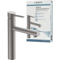 Schütte Spültischarmatur BRISTOL Edelstahl massiv, 360° schwenkbarer Wasserhahn, Mischbatterie Küche