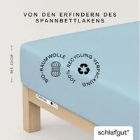 Schlafgut Spannbettlaken CASUAL Bettlaken 100% gekämmte Bio-Baumwolle, 150 g/m², Spannbetttuch, Jersey, Gummizug: rundum, (1 Stück), Bettlaken bis 25 cm Höhe, langlebig, weich, Antipilling-Ausrüstung