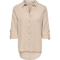ONLY Hemdbluse ONLGOA 3/4 STRAP LINEN BL SHIRT CC PNT mit Leinen, umschlagbare Manschetten