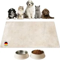 cover-your-desk.de Napfunterlage für Hunde & Katzen „heller Stein in beige“ - aus Premium-Vinyl, 1-St., rutschhemmend, abwaschbar, reißfest, Made in Germany
