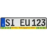 HR-IMOTION Kennzeichenhalter BEI STAU RETTUNGSGASSE BILDEN schwarz/neon Nummernschildhalter, (1-St)