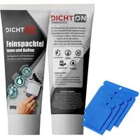 DICHTON Spachtelmasse D.60W Feinspachtel weiß in der Tube inkl. Japanspachtel, 300g zum reparieren & ausbessern inkl. Japanspachtel