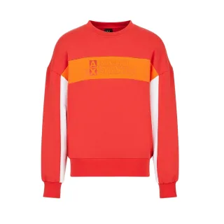 Armani Exchange - Sweatshirt für Herren, Rundhalsausschnitt (Rot/Weiß/Orange)