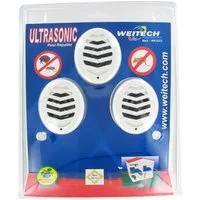 WEITECH Ultraschall-Tierabwehr 3er Set Ultraschall Vertreiber gegen Mäuse, Spinnen, Flöhe, Zecken