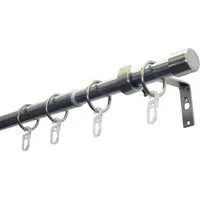 GARDINIA Gardinenstange Set Metall, Ø 19 mm, 1-läufig, ausziehbar, mit Bohren, verschraubt, Aluminium, 1-Lauf