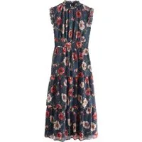 Next Maxikleid Hochgeschlossenes, gestufes Maxikleid mit Print (1-tlg)