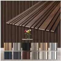 Hexim Wandpaneel, (Akustikpaneele 278x60cm Holz Mila - flexible Holzpaneele Platten Wanddeko Wand Kombipaneel Wandverkleidung Schalldämmung Akustikfilz braun 1.67m² Catania Oak)