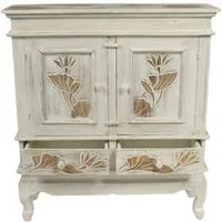 Oriental Galerie Mehrzweckschrank Schrank 85 x80 cm Lotus Weiß (1-St)