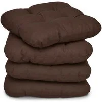 Beautissu Stuhlkissen 4er Set Sitzkissen Lisa Braun, 40x40x8cm, Indoor & Outdoor Kissen mit 8cm Schaumstoff Füllung, widerstandsfähig