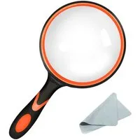MOPUEA Handlupe Lupe 10 fach 100mm Große HandLupe Leselupe rutschfester Gummigriff, Leselupe Vergrößerungsglas großes Objektiv, erweitertes Sichtfeld, 1-tlg., Robuster, verdickter Rahmen Lesehilfe mit Griff für Senioren Kinder, für Aktivitäten wie Le