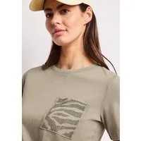 STREET ONE Kurzarmshirt Sommershirt mit Rundhals und Schmucksteinen