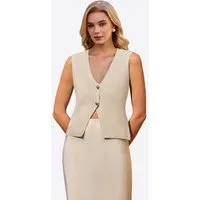 Imily Bela Anzugweste Damen Strickweste mit Knopfleiste (Packung, 1-tlg., 1per-Pack) Einfarbig