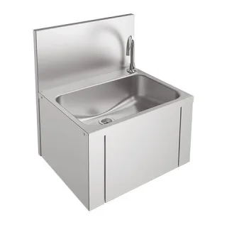 KWC Aquarotter Einzelwaschtisch, ANIMA, Edelstahl, 460x520x380 mm, Kniebetätigung, 2000101025 2000101025