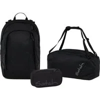 Satch Schulranzen Schulrucksack-Set AIR Blackjack 3-teilig (3-teilig), Schulranzen, ergonomisch, Laptop-Fach, Your-Size-System