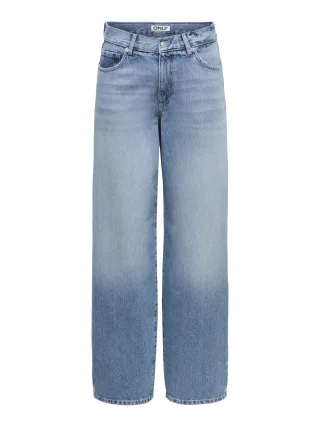 ONLY - ONLGIANNA MW STR BIG STUD DNM DOT Light Medium Blue Denim - Gr. - 32