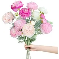 Kunstblumenstrauß 5er Set künstliche Pfingstrosen Blumenstrauß, FOUORTUNATE-BEE, Künstliche Pfingstrosen für Deko & Blumenarrangements